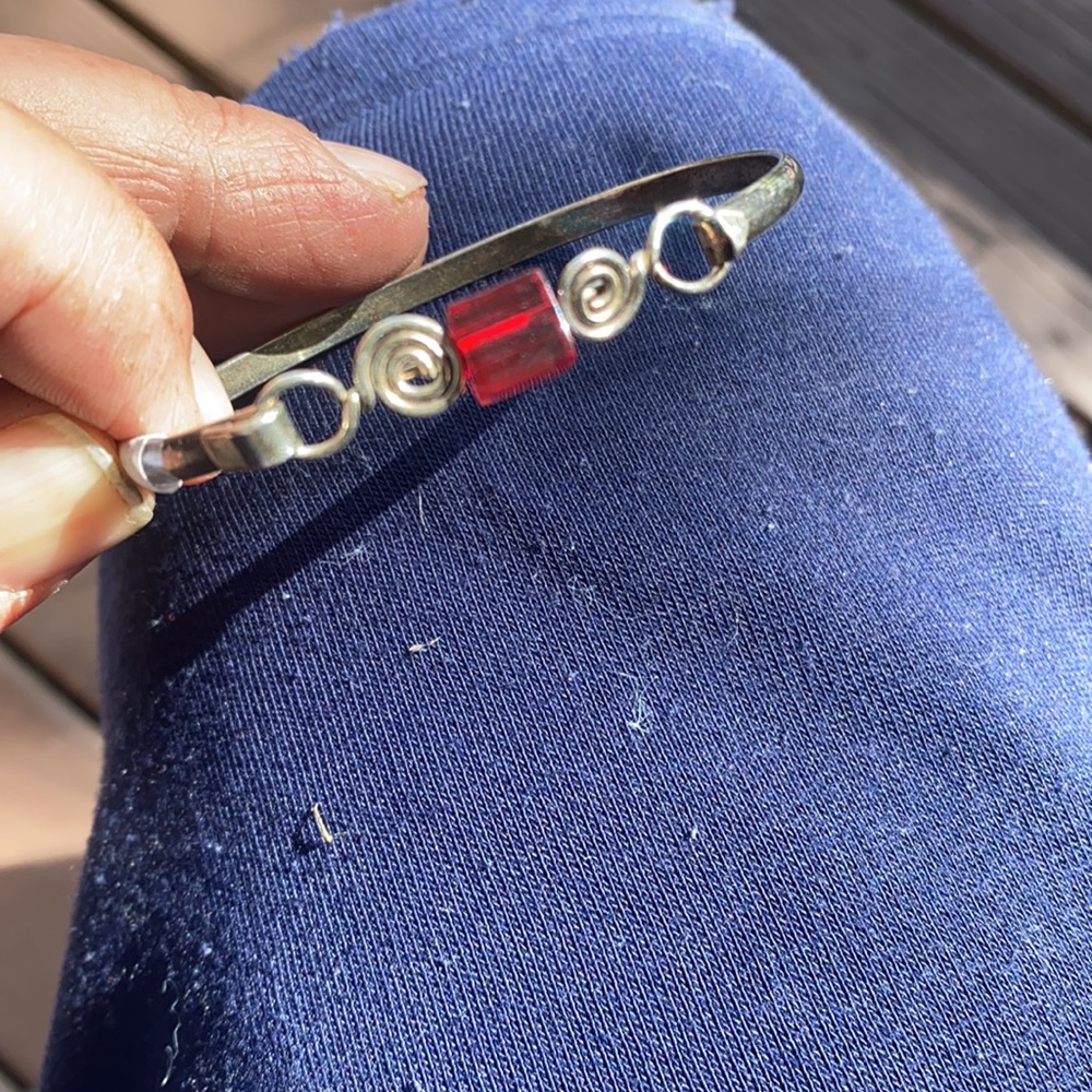 Bracklet with ruby stone silver - Picture 2 of 3